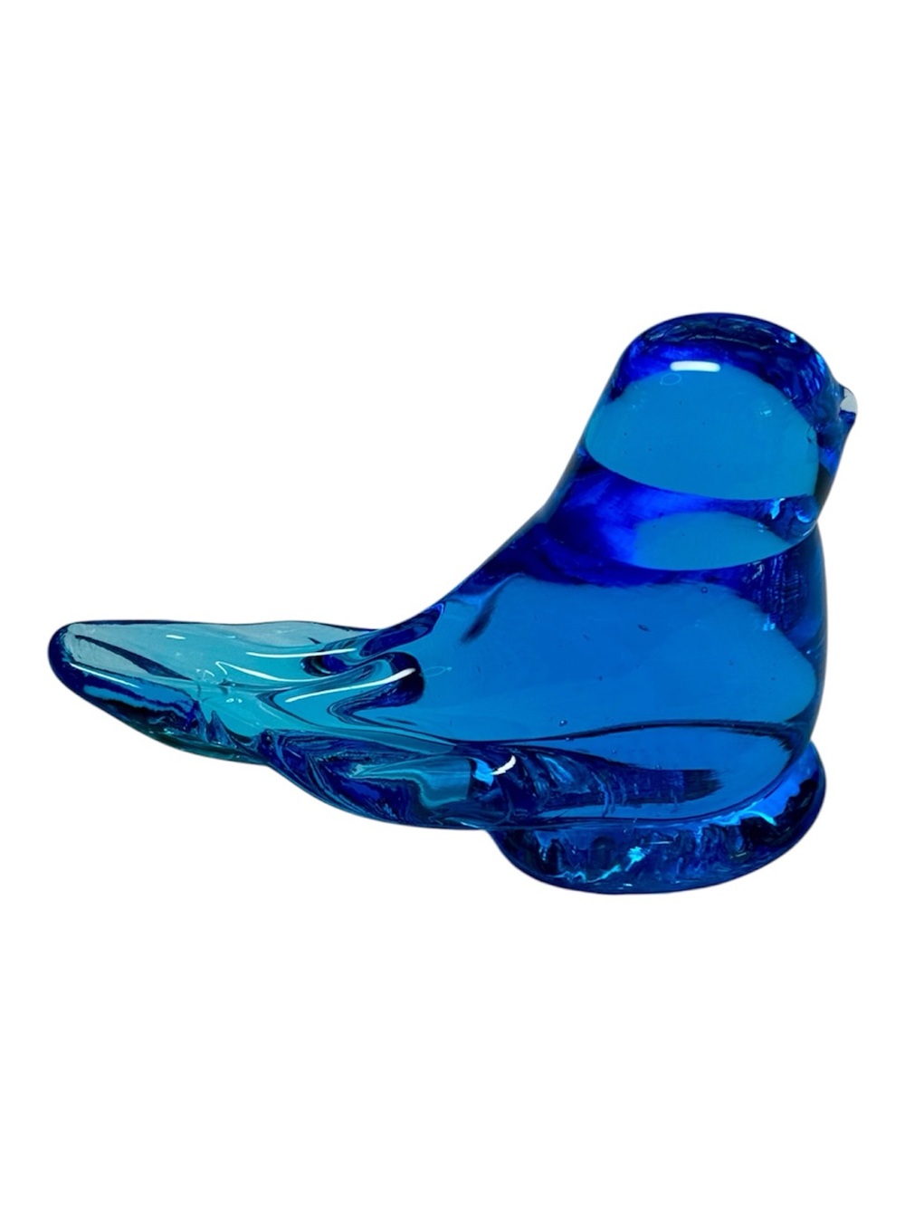 Vintage 1997 Signed Leo Ward “Bluebird of Happiness" Art Glass Figurine Blue
